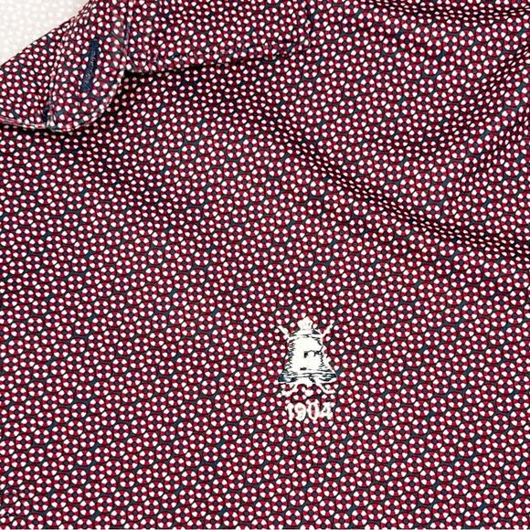 Peter Millar Summer Comfort Golf Red Blue Polka Dot Short Sleeve Polo Shirt XL - Picture 4 of 9